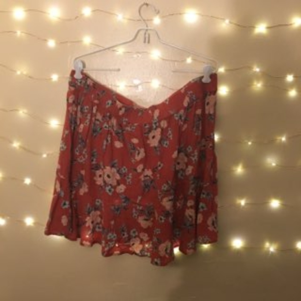 AE Ruffle Bottom Floral Mini Skirt